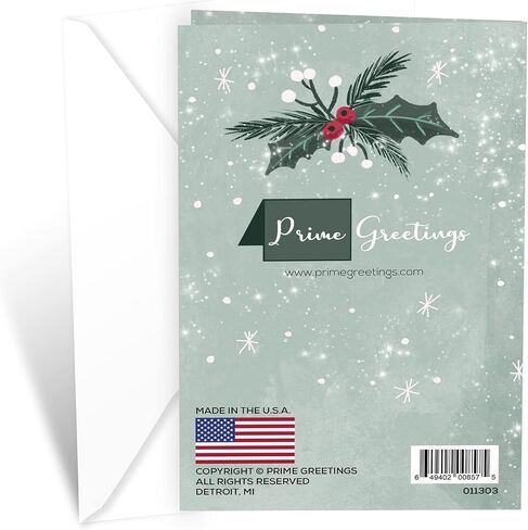 Prime Greetings Christmas Card For Son & Family (Wife), Made in America, Eco-Friendly, Thick Card Stock with Premium Envelope 5in x 7.75in, Packaged in Protective Mailer in Saudi Arabia