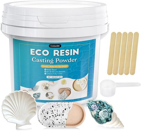 Resin Casting Powder 3000g, Fast Curing Eco Resin Casting Kit for Beginners,20-30 Minutes Demold, Easy Mixing Water Activated Plaster Powder Molding Powder for Crafts Sculpture DIY Home Art in Kuwait