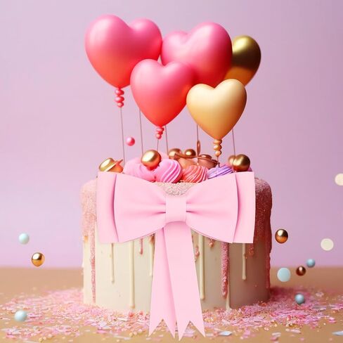 Bow Cake Topper, Oversized Pink Bow Birthday Cake Toppers Bow Cake Decoration Princess Cake Topper Wedding Cake Toppers Cake Decorating Kit for Girl Birthday Wedding Party Cake Decorations Supplies in Saudi Arabia