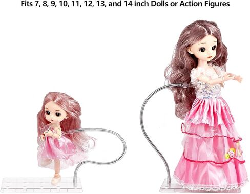 Adjustable Doll Stand, Fits 7, 8, 9, 10 ,11, 12, 13, and 14 inch Dolls or Action Figures, Waist is 0.1 to 2.6 inches (2Pcs Clear) in Saudi Arabia