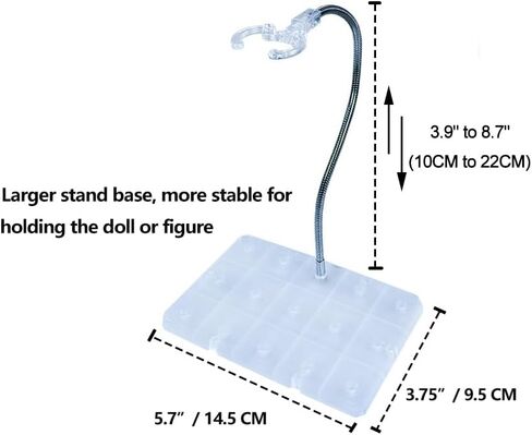 Adjustable Doll Stand, Fits 7, 8, 9, 10 ,11, 12, 13, and 14 inch Dolls or Action Figures, Waist is 0.1 to 2.6 inches (2Pcs Clear) in Saudi Arabia