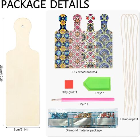 4 Pcs Diamond Art Painting Tray Board for Adults, DIY Crystal Rhinestones Diamond Art Board for Dining Table, Dessert Display Indoor Kitchen Dining Table Decoration New Year Gift (Flower Pattern) in Kuwait