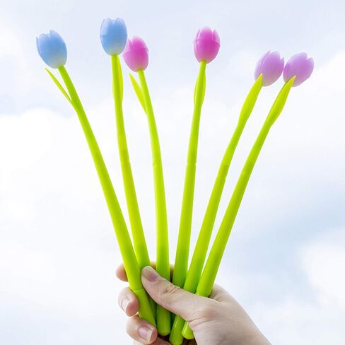 KRIZJUES 24 Pieces Color Changing Flower Pens, Gel Flower Pens Rose Creative Gel Ink Rollerball Pen Cute Ballpoint Pens Suitable for Home School Office, Kids Teachers Present Black 0.5mm in Saudi Arabia