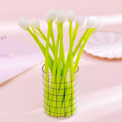 KRIZJUES 24 Pieces Color Changing Flower Pens, Gel Flower Pens Rose Creative Gel Ink Rollerball Pen Cute Ballpoint Pens Suitable for Home School Office, Kids Teachers Present Black 0.5mm in Saudi Arabia