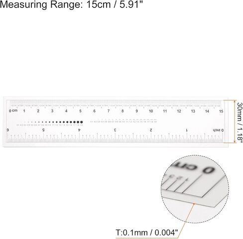 HARFINGTON Film Flexible Ruler 4 Inch 0.5mm Scale PET Plastic Folding Straight Ruler Calibration Soft Ruler Measuring Tool for Factory, Transparent in Saudi Arabia