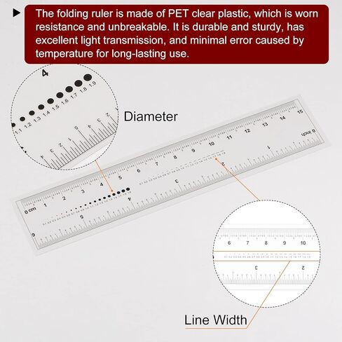 HARFINGTON Film Flexible Ruler 4 Inch 0.5mm Scale PET Plastic Folding Straight Ruler Calibration Soft Ruler Measuring Tool for Factory, Transparent in Saudi Arabia