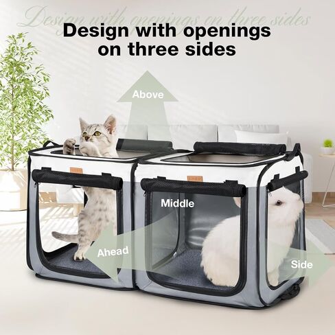 Lekebobor Soft-Sided Dog Crate - 2-in-1 Portable Travel Dog Crate for Medium-Sized Dogs Indoor & Outdoor, 7-Door Foldable Pet Kennel with Durable Mesh Windows,Grey in Saudi Arabia