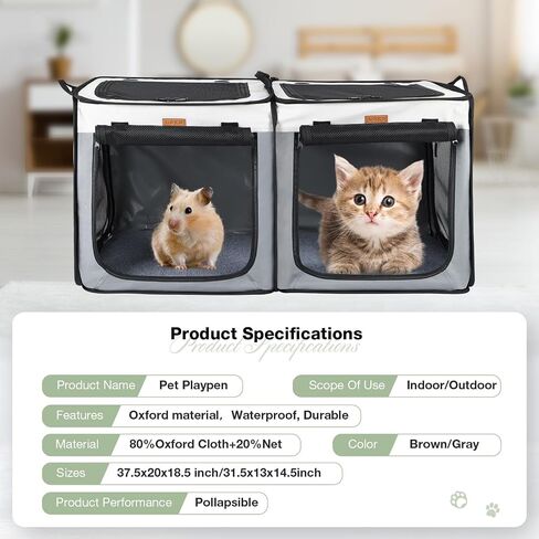 Lekebobor Soft-Sided Dog Crate - 2-in-1 Portable Travel Dog Crate for Medium-Sized Dogs Indoor & Outdoor, 7-Door Foldable Pet Kennel with Durable Mesh Windows,Grey in Saudi Arabia