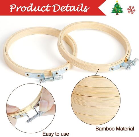 Caydo 48 Pieces 4 Inch Embroidery Hoop Bulk Small Embroidery Hoop Wood Circle Cross Stitch Hoop for Christmas Ornaments, Sewing Craft, Home Decoration in Kuwait