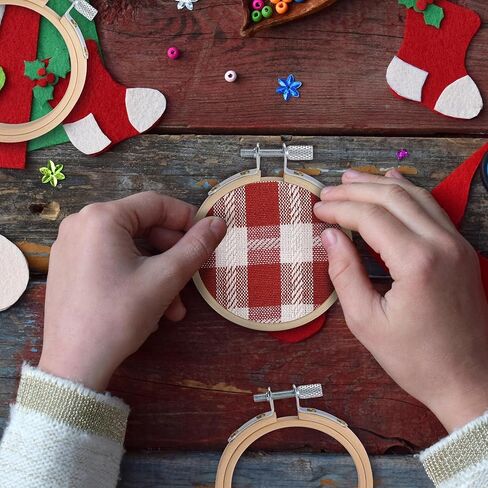 Caydo 48 Pieces 4 Inch Embroidery Hoop Bulk Small Embroidery Hoop Wood Circle Cross Stitch Hoop for Christmas Ornaments, Sewing Craft, Home Decoration in Kuwait