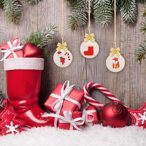 Caydo 48 Pieces 4 Inch Embroidery Hoop Bulk Small Embroidery Hoop Wood Circle Cross Stitch Hoop for Christmas Ornaments, Sewing Craft, Home Decoration in Kuwait