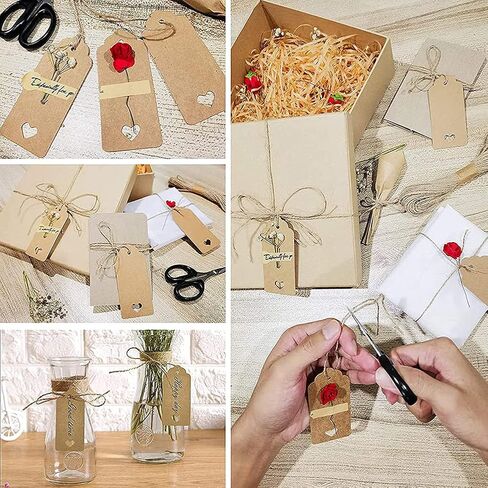 100 Pcs Hollow Heart Kraft Paper Tags Wedding Favor Tags Valentine's Day Gift Tags Treats Tags Hang Lables for Christmas Weeding Holiday Brown in Saudi Arabia