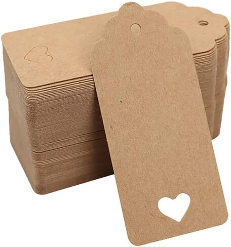 100 Pcs Hollow Heart Kraft Paper Tags Wedding Favor Tags Valentine's Day Gift Tags Treats Tags Hang Lables for Christmas Weeding Holiday Brown in Saudi Arabia