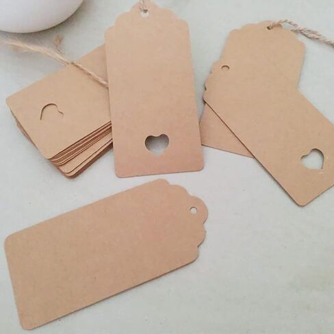 100 Pcs Hollow Heart Kraft Paper Tags Wedding Favor Tags Valentine's Day Gift Tags Treats Tags Hang Lables for Christmas Weeding Holiday Brown in Saudi Arabia