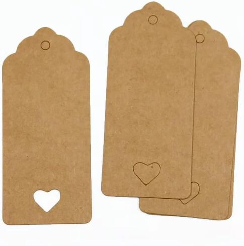 100 Pcs Hollow Heart Kraft Paper Tags Wedding Favor Tags Valentine's Day Gift Tags Treats Tags Hang Lables for Christmas Weeding Holiday Brown in Saudi Arabia