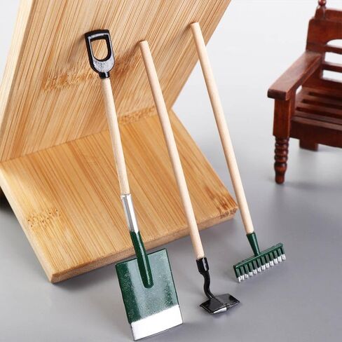 3Pcs/Set Miniature Garden Tools 1:12 Mini Shovels and Rake Farm Tools Fairy Garden Dollhouse Accessories Small Ornament Resin Model (Red) in Kuwait