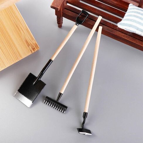 3Pcs/Set Miniature Garden Tools 1:12 Mini Shovels and Rake Farm Tools Fairy Garden Dollhouse Accessories Small Ornament Resin Model (Red) in Kuwait