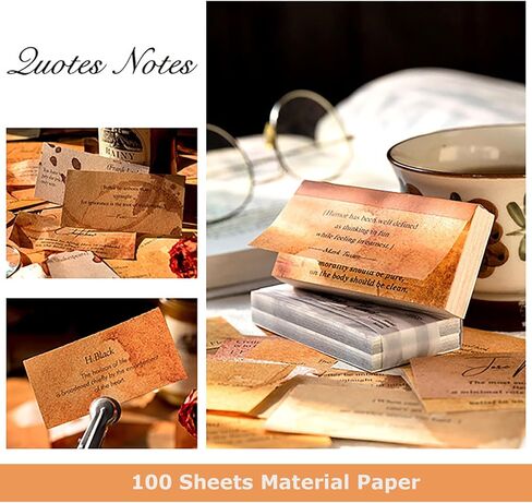 MAXLEAF 100 قطعة من كتاب ورقي للملاحظات والاقتباسات من MAXLEAF، ورق تزيين لعبارات الاقتباس الشهيرة العتيقة لمجلات القصاصات والمجلات اليدوية والتقويمات in Kuwait