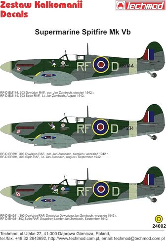 ملصق Techmod 24002 1/24 للطائرات المقاتلة Supermarine Spitfire Mk VB البريطانية in Saudi Arabia