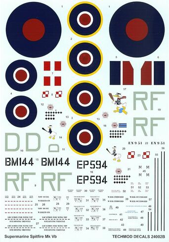 ملصق Techmod 24002 1/24 للطائرات المقاتلة Supermarine Spitfire Mk VB البريطانية in Saudi Arabia