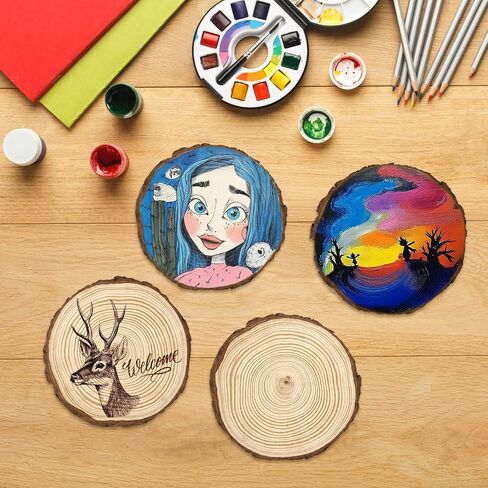 20Pcs Large Unfinished Wood Slices for Centerpieces,5.1-5.5 Inches Wood Centerpieces for Tables,DIY Round Wooden Discs with Tree Bark for Holiday Ornaments,Rustic Wedding (5.1-5.5in) in Saudi Arabia