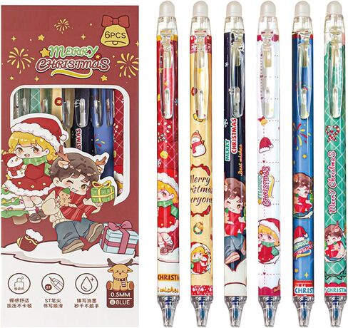 6 Pcs Cute Erasable Retractable Pens - Erasable Gel Ink Pens with Cartoon Capybara Design, 0.5mm Fine Point Blue Ink, Perfect for Office, School, Women, Girls, Boys in Saudi Arabia