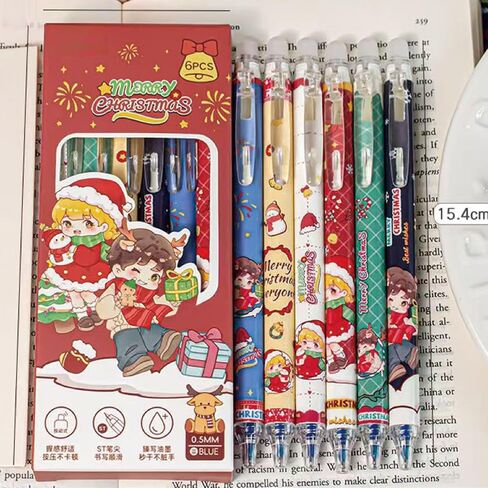 6 Pcs Cute Erasable Retractable Pens - Erasable Gel Ink Pens with Cartoon Capybara Design, 0.5mm Fine Point Blue Ink, Perfect for Office, School, Women, Girls, Boys in Saudi Arabia