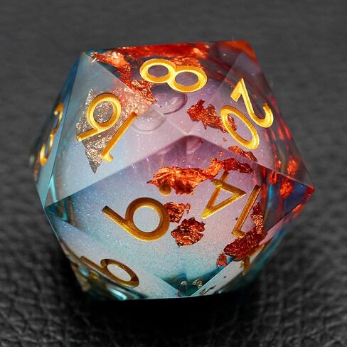 Dungeons and Dragons DND Dice D20, Liquid Core Dice Set D&D 33MM Oversized D20 Single Sharp Edge Resin dice with Gift Case, Polyhedral Dice for Role Playing Game in Saudi Arabia