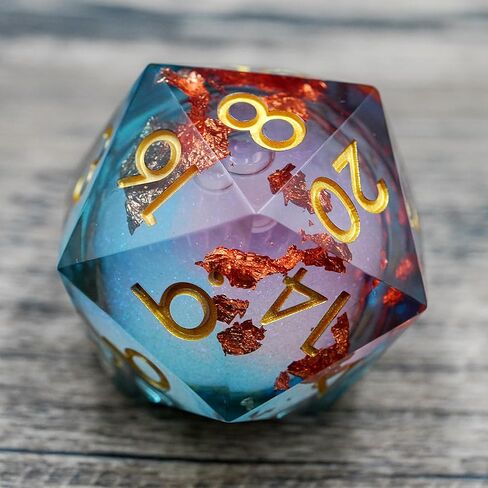 Dungeons and Dragons DND Dice D20, Liquid Core Dice Set D&D 33MM Oversized D20 Single Sharp Edge Resin dice with Gift Case, Polyhedral Dice for Role Playing Game in Saudi Arabia