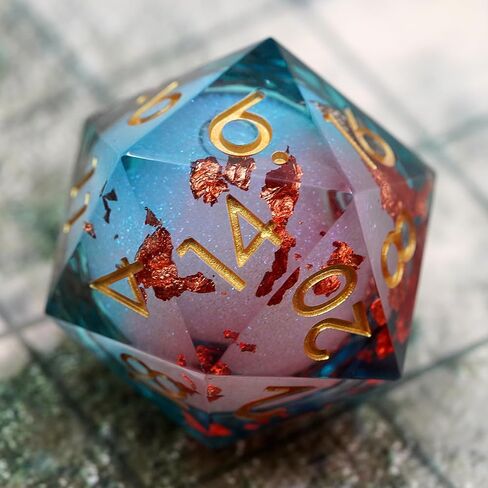 Dungeons and Dragons DND Dice D20, Liquid Core Dice Set D&D 33MM Oversized D20 Single Sharp Edge Resin dice with Gift Case, Polyhedral Dice for Role Playing Game in Saudi Arabia