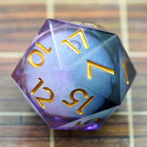 Dungeons and Dragons DND Dice D20, Liquid Core Dice Set D&D 33MM Oversized D20 Single Sharp Edge Resin dice with Gift Case, Polyhedral Dice for Role Playing Game in Saudi Arabia