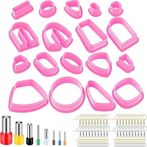 Yayatty 126 PCS Polymer Clay Cutters Set, 18 Shapes Purple Clay Earring Cutters with Earrings Accessories, Clay Pattern Cutting Molds, Plastic Clay Cutters for Polymer Clay Jewelry Making in Saudi Arabia