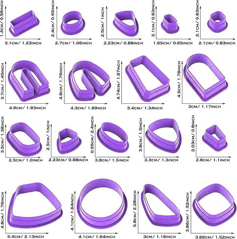 Yayatty 126 PCS Polymer Clay Cutters Set, 18 Shapes Purple Clay Earring Cutters with Earrings Accessories, Clay Pattern Cutting Molds, Plastic Clay Cutters for Polymer Clay Jewelry Making in Saudi Arabia