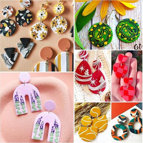 Yayatty 126 PCS Polymer Clay Cutters Set, 18 Shapes Purple Clay Earring Cutters with Earrings Accessories, Clay Pattern Cutting Molds, Plastic Clay Cutters for Polymer Clay Jewelry Making in Saudi Arabia