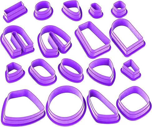 Yayatty 126 PCS Polymer Clay Cutters Set, 18 Shapes Purple Clay Earring Cutters with Earrings Accessories, Clay Pattern Cutting Molds, Plastic Clay Cutters for Polymer Clay Jewelry Making in Saudi Arabia
