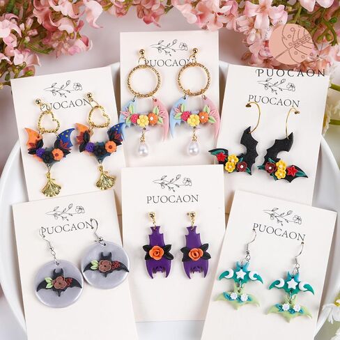 Puocaon Bat Polymer Clay Cutters - 5 Shape Bats Clay Cutters for Polymer Clay Jewelry Making, Hanging Bat Clay Jewelry Cutter for Earrings Making, Basic Circle Clay Cutter for Polymer Clay Jewelry in Saudi Arabia