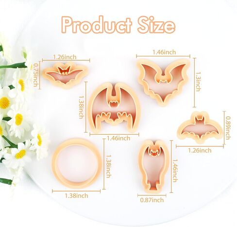Puocaon Bat Polymer Clay Cutters - 5 Shape Bats Clay Cutters for Polymer Clay Jewelry Making, Hanging Bat Clay Jewelry Cutter for Earrings Making, Basic Circle Clay Cutter for Polymer Clay Jewelry in Saudi Arabia