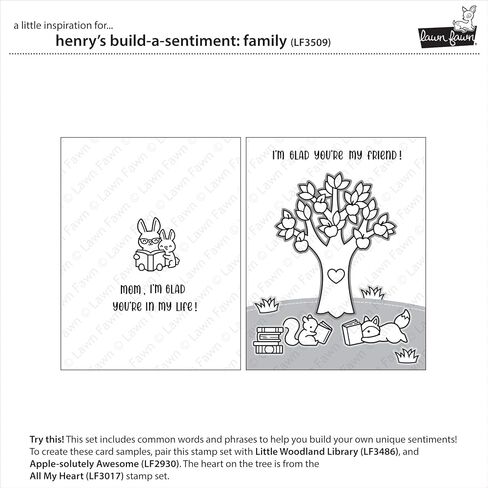 Lawn Fawn LF3509 Henry's Build-A-Sentiment: مجموعة طوابع شفافة للعائلة 3X4 in Saudi Arabia