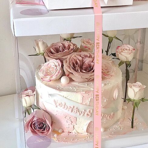 Happy Birthday Ribbon for Bouquet 25 Yards White Ribbon 1 Inch Pink Birthday Ribbon for Gift Wrapping Birthday Ribbons with Gold Foil for Birthday Decor Ribbon Bow Wrapping Ribbon for Cake Ribbon in Kuwait