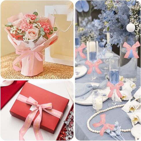 Happy Birthday Ribbon for Bouquet 25 Yards White Ribbon 1 Inch Pink Birthday Ribbon for Gift Wrapping Birthday Ribbons with Gold Foil for Birthday Decor Ribbon Bow Wrapping Ribbon for Cake Ribbon in Kuwait