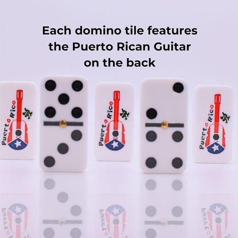 Dominos Set for Adults - Professional Puerto Rican Guitar Dominoes Set with Spinner, 28 Double Six Tiles in Wooden Box - Elegant Dominoes Set for Kids and Adults in Saudi Arabia