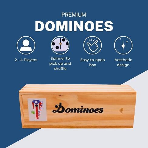 Dominos Set for Adults - Professional Puerto Rican Guitar Dominoes Set with Spinner, 28 Double Six Tiles in Wooden Box - Elegant Dominoes Set for Kids and Adults in Saudi Arabia