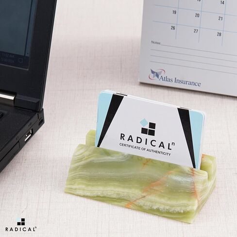 حامل بطاقات عمل من الرخام من Radicaln باللون الأسود مقاس 4 بوصات حامل بطاقات مصنوع يدويًا للوازم المكتبية - حامل بطاقة الائتمان الأفضل لديكور المكتب ومنظم المكتب واللوازم المكتبية وحامل بطاقات الهوية in Kuwait