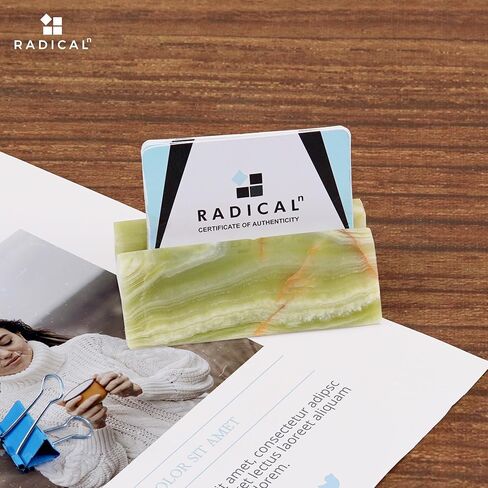 حامل بطاقات عمل من الرخام من Radicaln باللون الأسود مقاس 4 بوصات حامل بطاقات مصنوع يدويًا للوازم المكتبية - حامل بطاقة الائتمان الأفضل لديكور المكتب ومنظم المكتب واللوازم المكتبية وحامل بطاقات الهوية in Kuwait