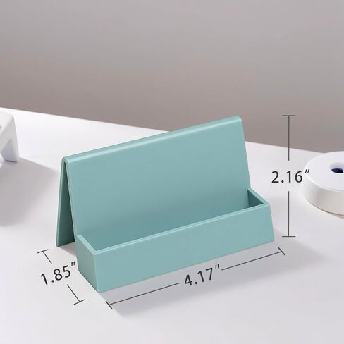 Business Card Holder, 2 Pieces Plastic Business Cards Display, Modern Card Holder for Desk, Desktop Card Holders Organizer, Office Desk Accessories for Men and Women (Lake Blue and Dark Brown) in Saudi Arabia