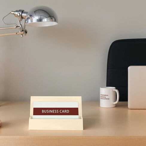 Business Card Holder, 2 Pieces Plastic Business Cards Display, Modern Card Holder for Desk, Desktop Card Holders Organizer, Office Desk Accessories for Men and Women (Lake Blue and Dark Brown) in Saudi Arabia