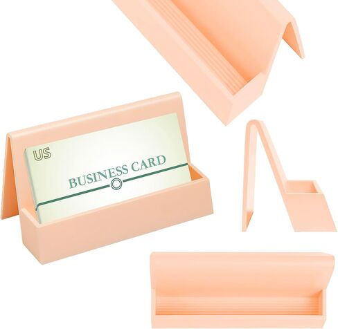 Business Card Holder, 2 Pieces Plastic Business Cards Display, Modern Card Holder for Desk, Desktop Card Holders Organizer, Office Desk Accessories for Men and Women (Lake Blue and Dark Brown) in Saudi Arabia