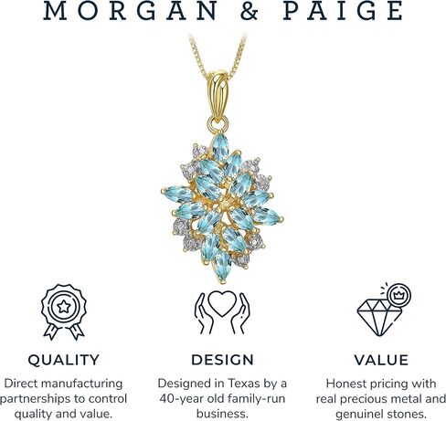 قلادة من MORGAN & PAIGE مطلية بالذهب الأصفر عيار 18 قيراط من الفضة الإسترلينية عيار 925 مرصعة بالألماس وأحجار كريمة من حجر الميلاد، مقاس 18 بوصة in Kuwait