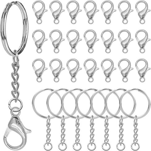 120pcs Split Key Ring with Chain,60pcs Keychain Rings with Chain and Jump Rings 60pcs Lobster Claw Clasps for Keychain Making DIY Crafts(Silver) in Kuwait