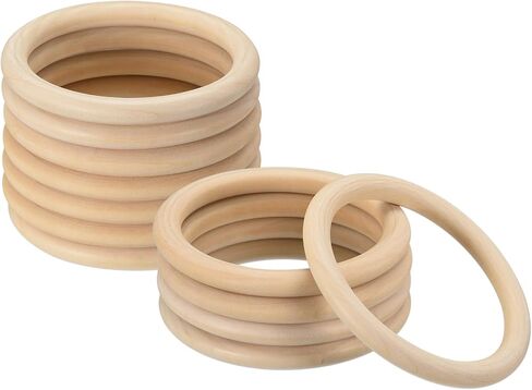 uxcell 12Pcs 100mm(3.9-inch) Natural Wood Rings, 10mm Thick Smooth Unfinished Wooden Circles for DIY Crafting, Knitting, Macrame, Pendant in Saudi Arabia